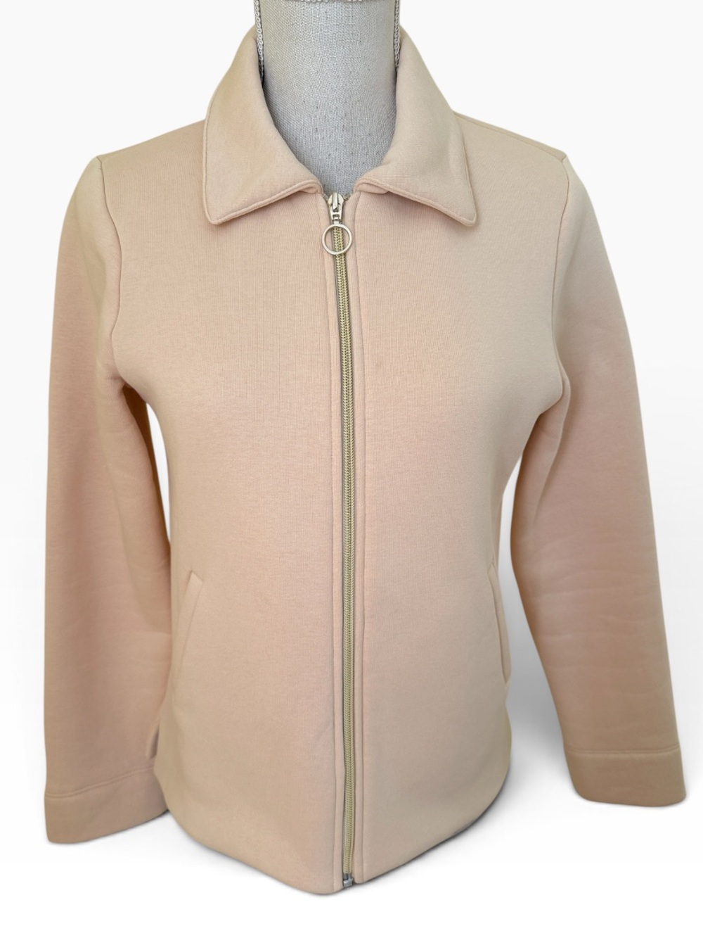 Kettlewell Erin Light Beige Zip-Front Knit Fleece Jacket S